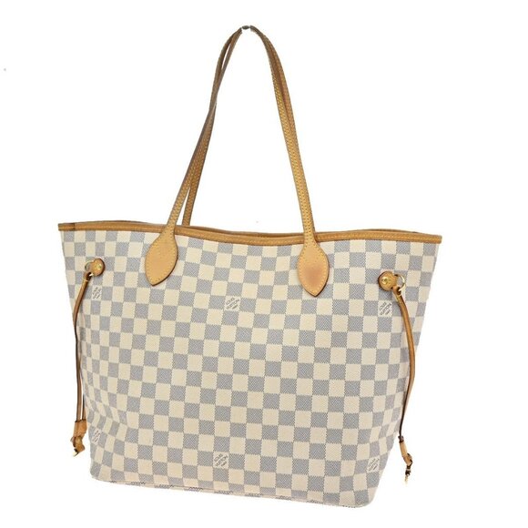 LOUIS VUITTON Neverfull MM Shoulder Tote Bag Damier Azur White N51107 14EF687 - Picture 1 of 15